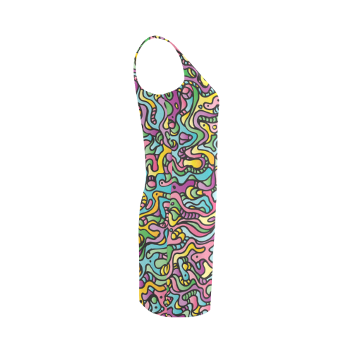 Colorful Tidal Pool, abstract animals, doodle Medea Vest Dress (Model D06)