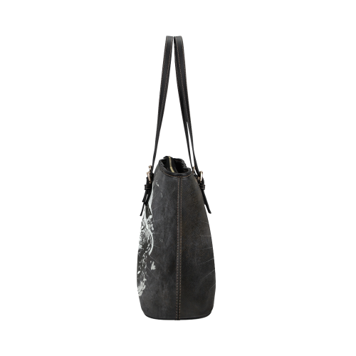 Dark Gothic Skull Leather Tote Bag/Small (Model 1651)