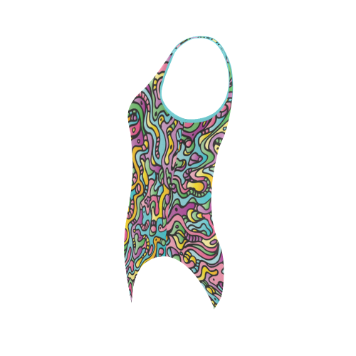 Colorful Tidal Pool, abstract animals, doodle Vest One Piece Swimsuit (Model S04)