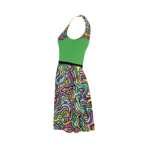 Colorful Tidal Pool, abstract animals, green Atalanta Sundress (Model D04)