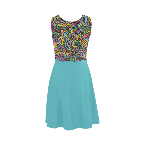 Colorful Tidal Pool, abstract animals, blue Atalanta Sundress (Model D04)