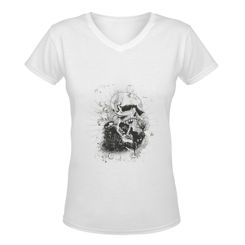 Dark Gothic Skull Women's Deep V-neck T-shirt (Model T19)