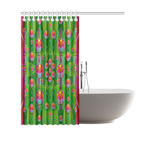 Orchid Forest Filled of big flowers and chevron Shower Curtain 69"x70"