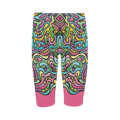 Colorful Tidal Pool, abstract animals, pink Hestia Cropped Leggings (Model L03)