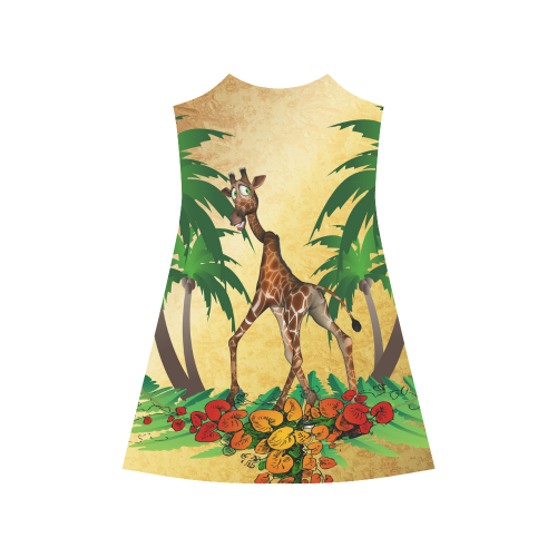 Cute giraffe with palm Alcestis Slip Dress (Model D05)