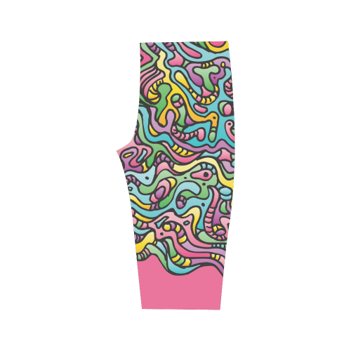 Colorful Tidal Pool, abstract animals, pink Hestia Cropped Leggings (Model L03)