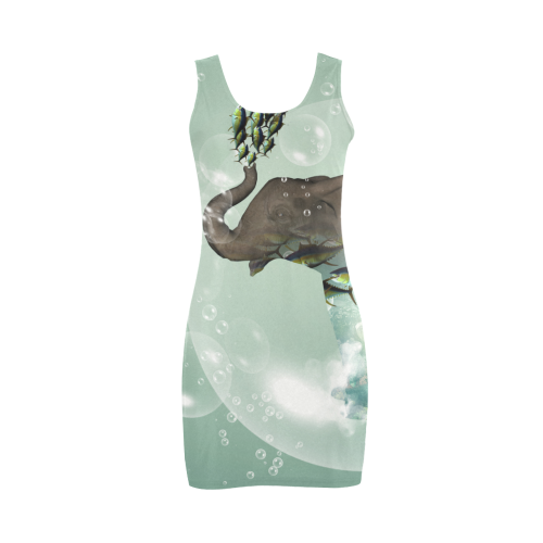 Elephant in a bubble with fish Medea Vest Dress (Model D06)