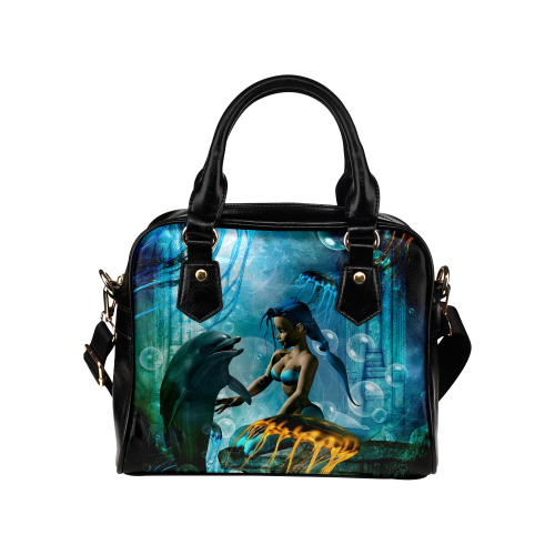 Dolphin with mermaid Shoulder Handbag (Model 1634)