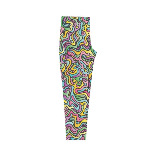 Colorful Tidal Pool, abstract animals, doodle Capri Legging (Model L02)