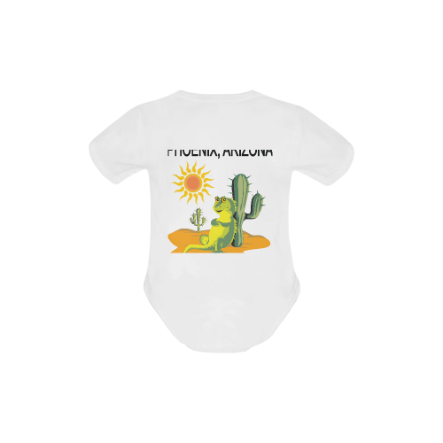 Phoenix Arizona Lizard under Saguaro Baby Powder Organic Short Sleeve One Piece (Model T28)