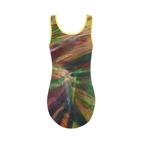 Abstract Colorful Glass Vest One Piece Swimsuit (Model S04)