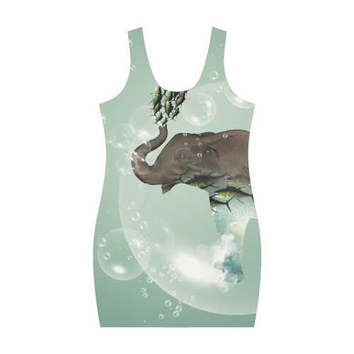 Elephant in a bubble with fish Medea Vest Dress (Model D06)