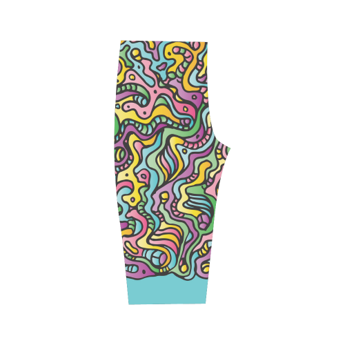 Colorful Tidal Pool, abstract animals, blue Hestia Cropped Leggings (Model L03)