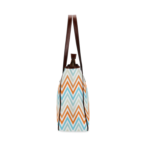 Aqua Orange Chevron Classic Tote Bag (Model 1644)