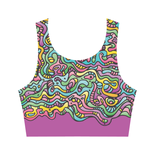 Colorful Tidal Pool, abstract animals, purple Women's Crop Top (Model T42)