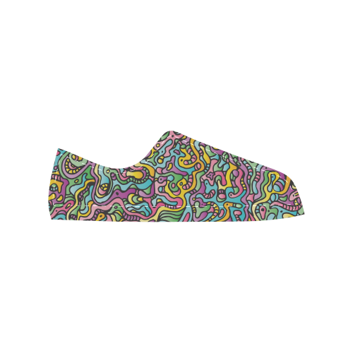 Colorful Tidal Pool, abstract animals, doodle Men's Classic Canvas Shoes (Model 018)