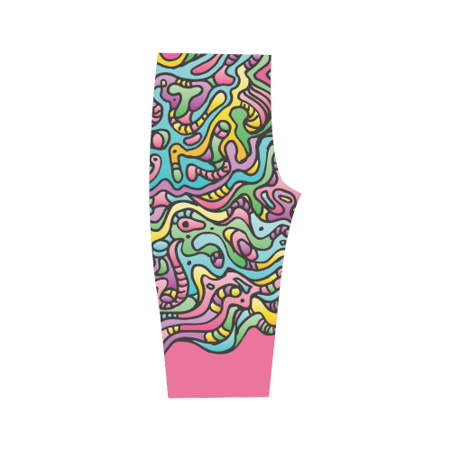 Colorful Tidal Pool, abstract animals, pink Hestia Cropped Leggings (Model L03)