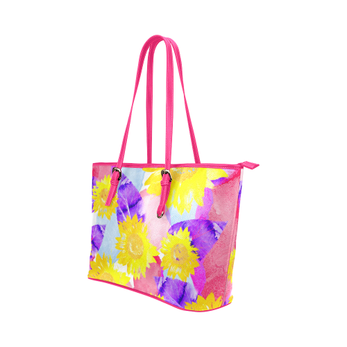 Sunflower Leather Tote Bag/Large (Model 1651)