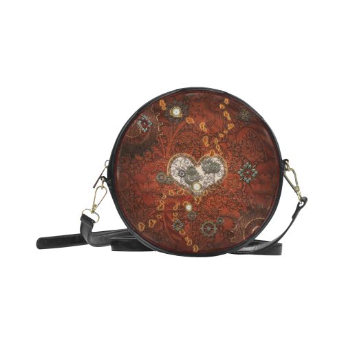 Steampunk, wonderful hearts Round Sling Bag (Model 1647)