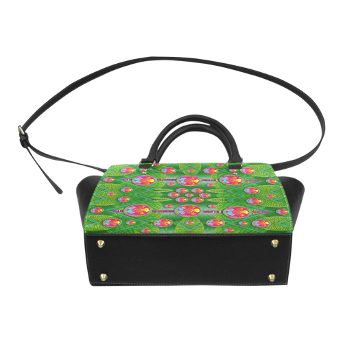 Orchid Forest Filled of big flowers and chevron Classic Shoulder Handbag (Model 1653)