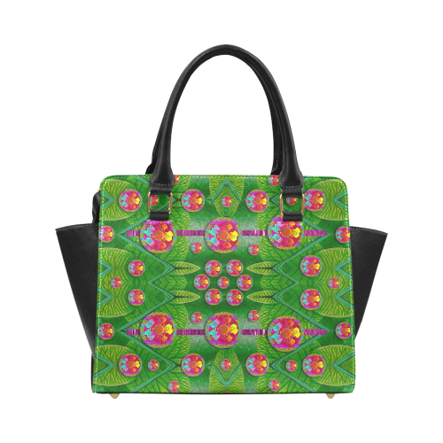 Orchid Forest Filled of big flowers and chevron Classic Shoulder Handbag (Model 1653)