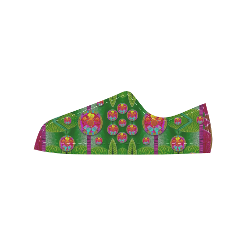 Orchid Forest Filled of big flowers and chevron Women's Classic Canvas Shoes (Model 018)