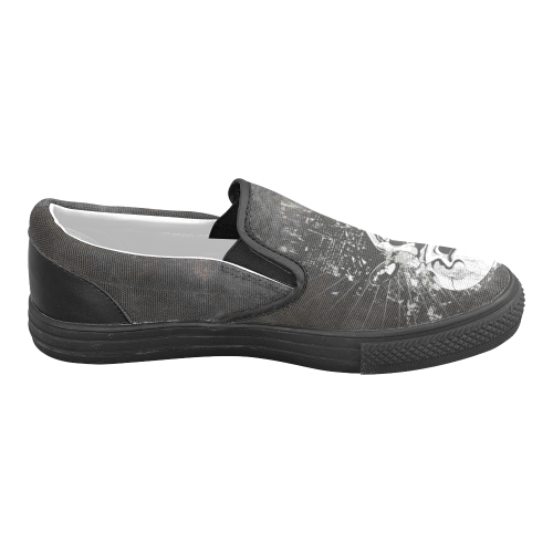 Dark Gothic Skull Men's Slip-on Canvas Shoes (Model 019)