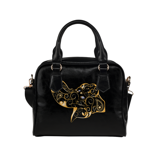 Wonderful gold, black elephant Shoulder Handbag (Model 1634)