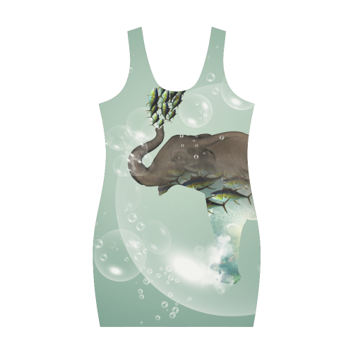 Elephant in a bubble with fish Medea Vest Dress (Model D06)