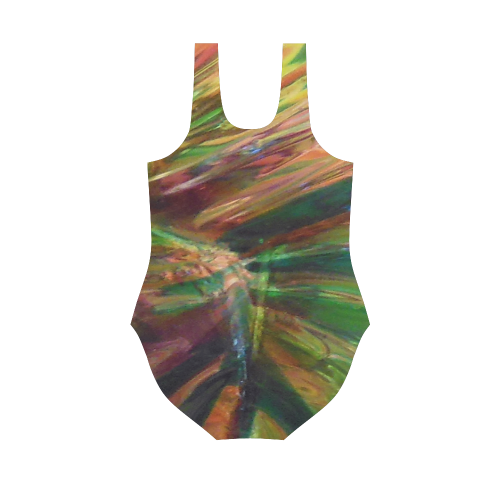 Abstract Colorful Glass Vest One Piece Swimsuit (Model S04)