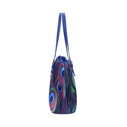 Peacock Feather Leather Tote Bag/Large (Model 1651)