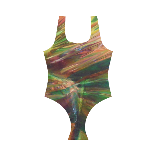 Abstract Colorful Glass Vest One Piece Swimsuit (Model S04)