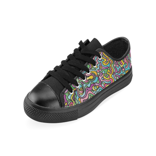 Colorful Tidal Pool, abstract animals, doodle Men's Classic Canvas Shoes (Model 018)