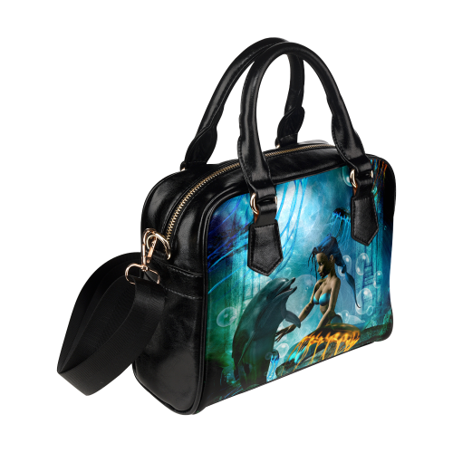 Dolphin with mermaid Shoulder Handbag (Model 1634)