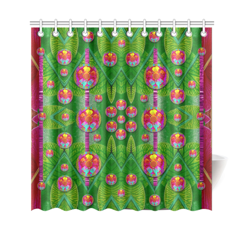 Orchid Forest Filled of big flowers and chevron Shower Curtain 69"x70"