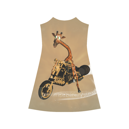 Funny giraffe with motorcycle Alcestis Slip Dress (Model D05)
