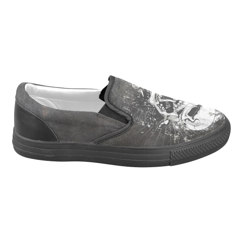 Dark Gothic Skull Men's Unusual Slip-on Canvas Shoes (Model 019)