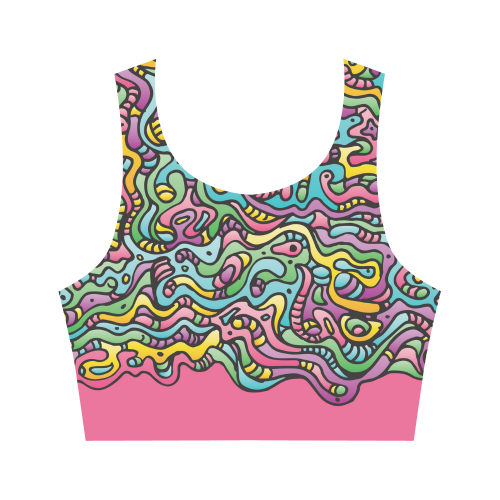 Colorful Tidal Pool, abstract animals, pink Women's Crop Top (Model T42)