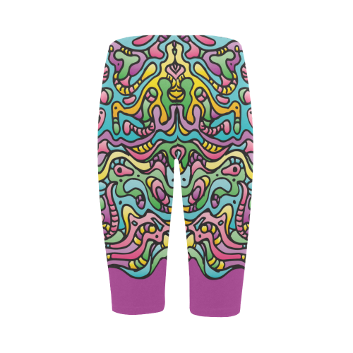 Colorful Tidal Pool, abstract animals, purple Hestia Cropped Leggings (Model L03)