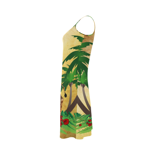 Cute giraffe with palm Alcestis Slip Dress (Model D05)