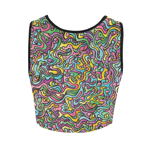 Colorful Tidal Pool, abstract animals, doodle Women's Crop Top (Model T42)