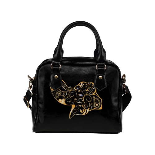 Wonderful gold, black elephant Shoulder Handbag (Model 1634)