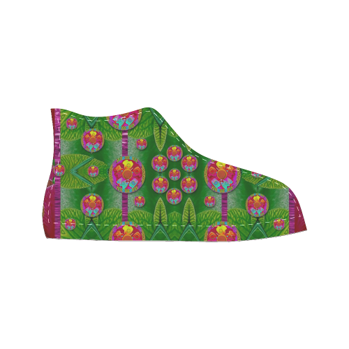Orchid Forest Filled of big flowers and chevron Men’s Classic High Top Canvas Shoes (Model 017)