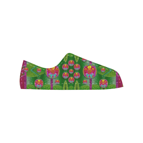 Orchid Forest Filled of big flowers and chevron Women's Classic Canvas Shoes (Model 018)