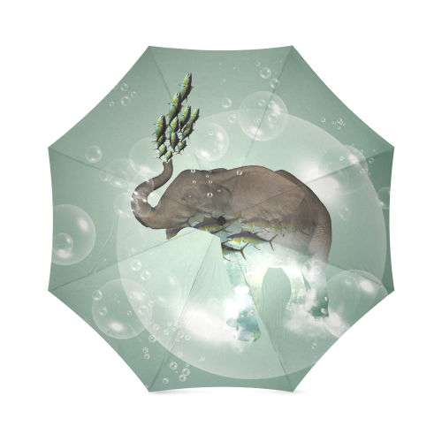 Elephant in a bubble with fish Foldable Umbrella (Model U01)