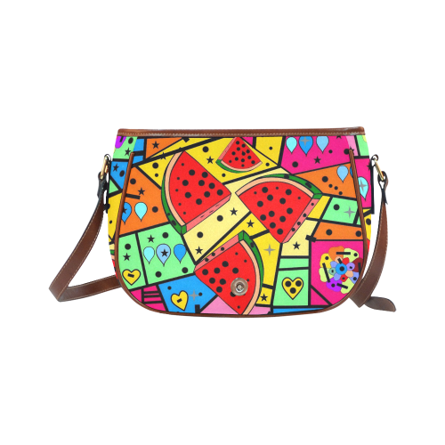 Watermelone Popart by Nico Bielow Saddle Bag/Large (Model 1649)