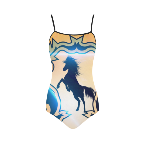 Horse silhouette Strap Swimsuit ( Model S05)