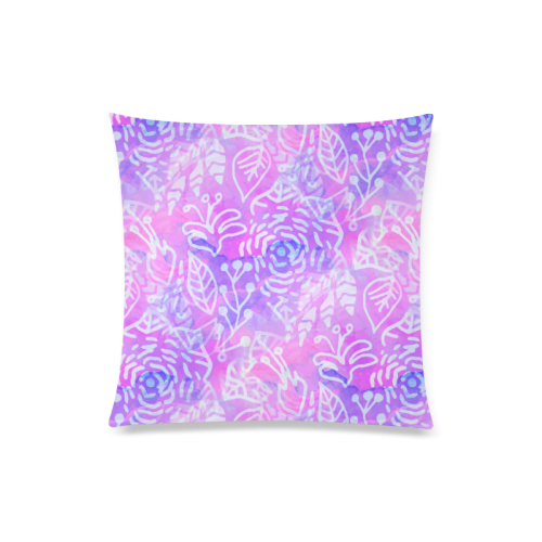 Lavender Floral Watercolor Custom Zippered Pillow Case 20"x20"(Twin Sides)