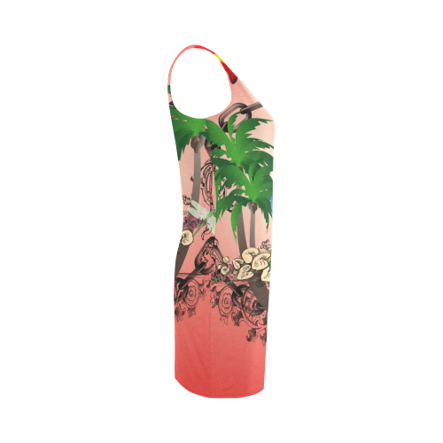 Funny parrot, tropical design Medea Vest Dress (Model D06)