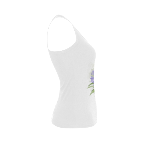 Purple Flower Women's Shoulder-Free Tank Top (Model T35)